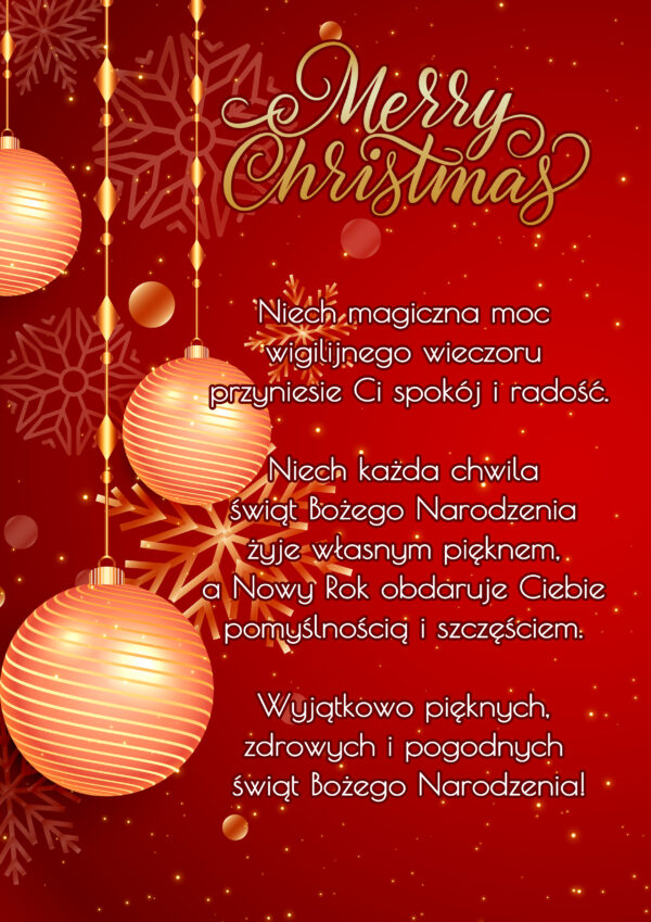 Kartka z życzeniami świątecznymi Boże Narodzenie