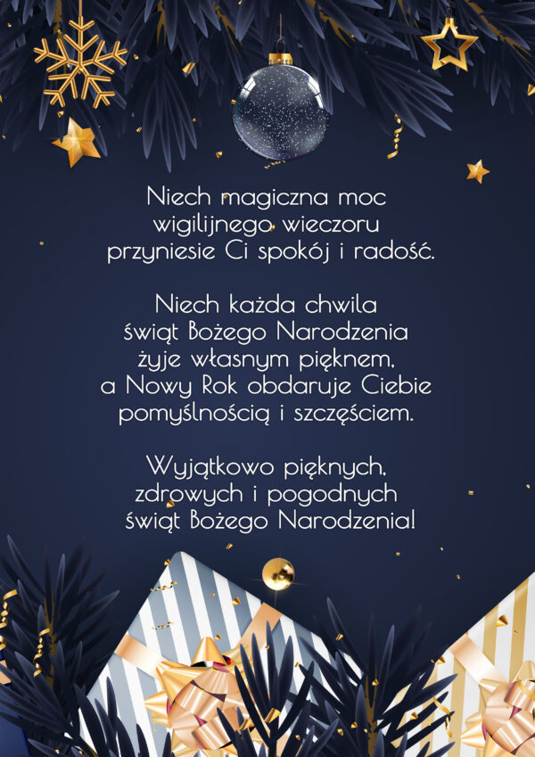 Kartka z życzeniami świątecznymi Boże Narodzenie