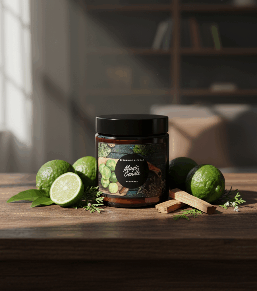 Świeca sojowa Magic Candle o zapachu Bergamot & Cedar