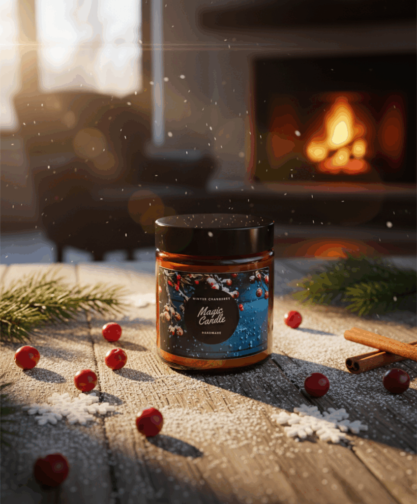 Świeca sojowa Magic Candle o zapachu Winter Cranberry