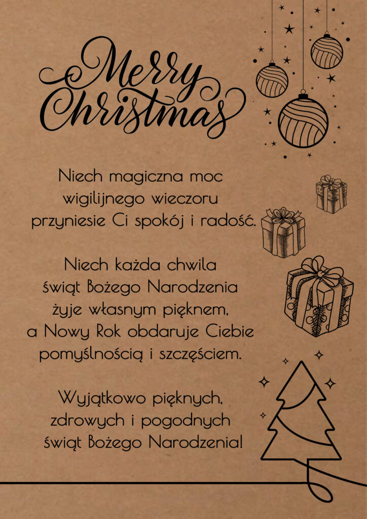 kartka z życzeniami świątecznymi