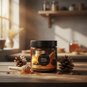 Świeca sojowa Magic Candle o zapachu Szyszka z miodem