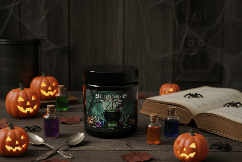 Świeca sojowa Magic Candle Halloween Edition Zaklęte Eliksiry o zapachu Tytoniowy Duch